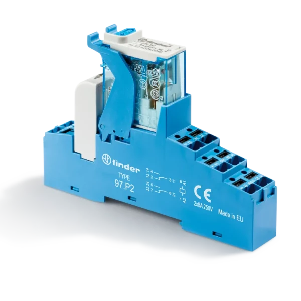 Interface 2rt 8a 12v dc, étrier plastique, bornes push-in, sortie d'automate (4cp280120060spa)