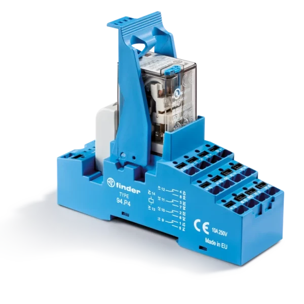 Interface 4rt 7a 12v dc, étrier métal, push-in, led + diode (58p490120050sma)