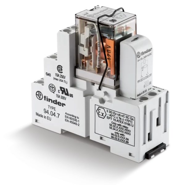Interface 4rt 7a 110v ac, étrier métal, à cage, indic méca + led, atex (583481100049sma)