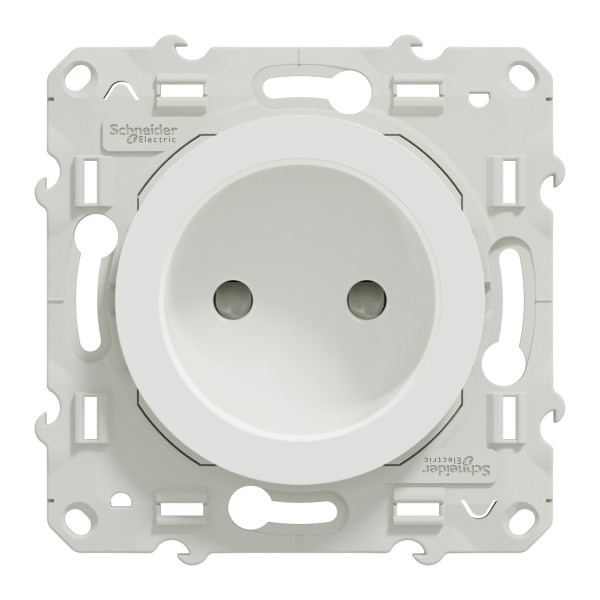 Prise de courant 2P blanc Schneider Odace connexion rapide fixation à vis 
