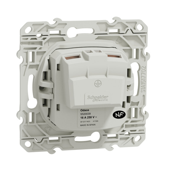 Prise de courant 2P+T blanc Schneider Odace connexion à vis fixation à vis