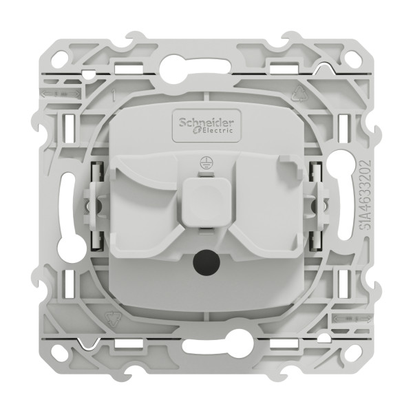 Prise de courant 2P+T blanc Schneider Odace 4 connexions rapides par pôle fixation à vis