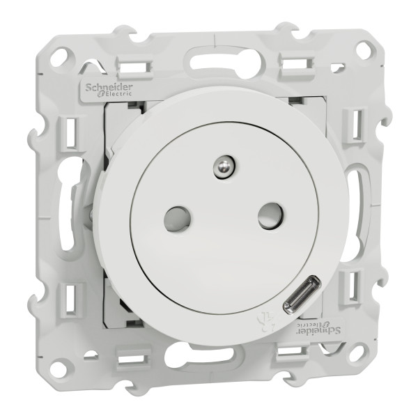 Odace - prise affleurante + usb c10.5w - blanc