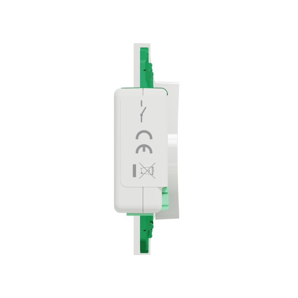 Interrupteur sans fil blanc Schneider Odace SFSP avec un micromodule actionneur et plaque