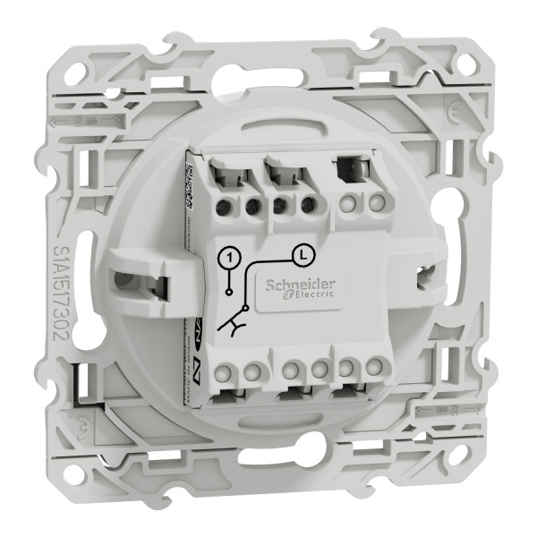 Poussoir blanc Schneider Odace 10A fixation à vis