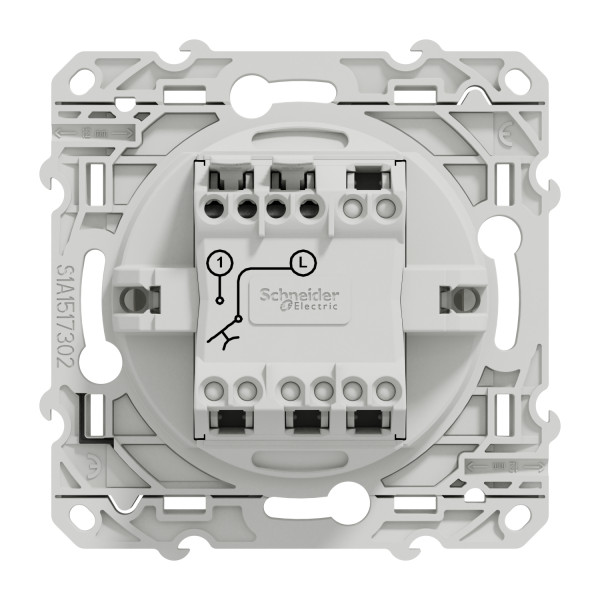 Poussoir blanc Schneider Odace 10A fixation à vis