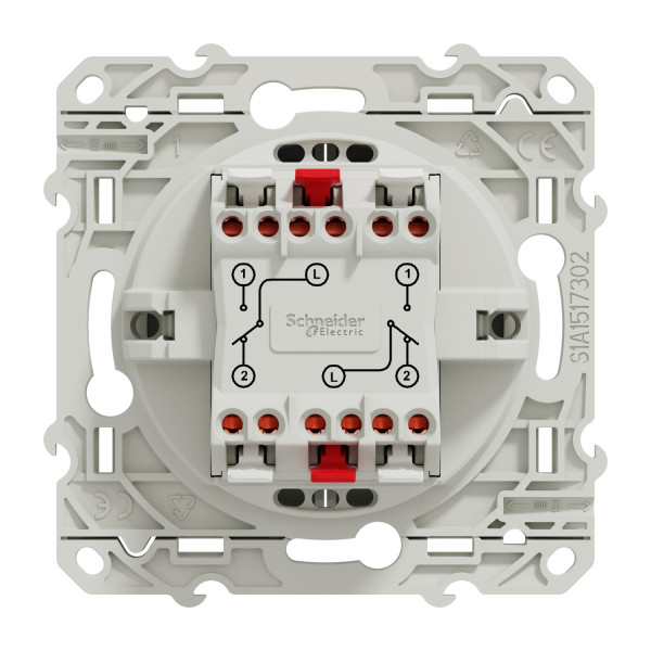 Va-et-vient double blanc Schneider Odace connexion rapide fixation à vis