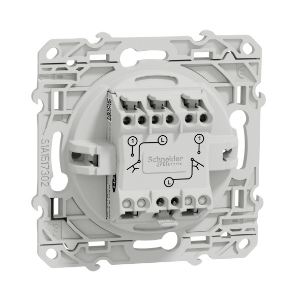Poussoir double blanc Schneider Odace connexion rapide fixation à vis