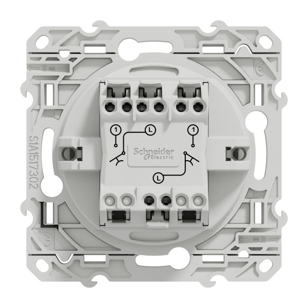 Poussoir double blanc Schneider Odace connexion rapide fixation à vis