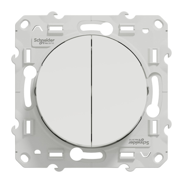 Interrupteur ou va-et-vient double lumineux blanc Schneider Odace 10A led 1,5mA