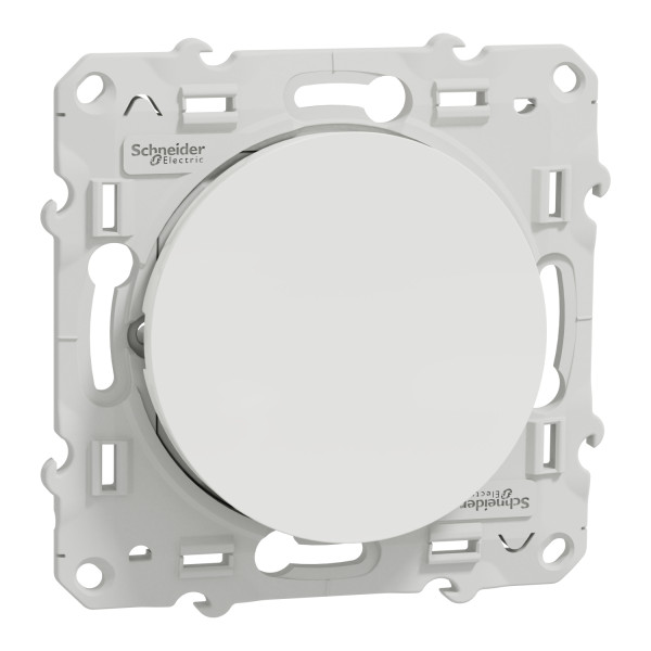 Poussoir lumineux blanc Schneider Odace Localisation avec LED bleu 0,15mA fixation à vis