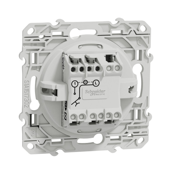 Poussoir lumineux blanc Schneider Odace Localisation avec LED bleu 0,15mA fixation à vis