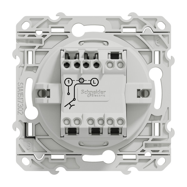 Poussoir lumineux blanc Schneider Odace Localisation avec LED bleu 0,15mA fixation à vis