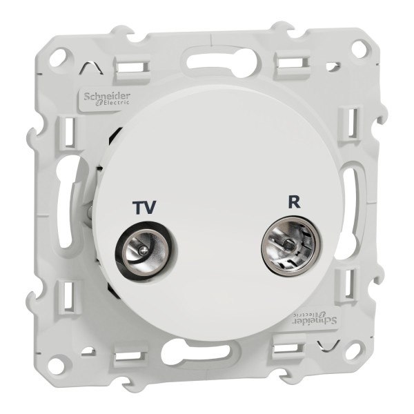 Schneider Odace prise TV/FM Blanc, pour système en série, fin de ligne, à vis