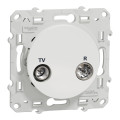 Schneider Odace prise TV/FM Blanc, pour système en série, fin de ligne, à vis