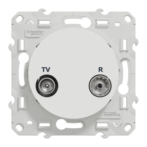 Schneider Odace prise TV/FM Blanc, pour système en série, fin de ligne, à vis