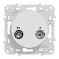 Schneider Odace prise TV/FM Blanc, pour système en série, fin de ligne, à vis