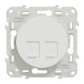 Prise Double RJ45 Blanche Grade 3 pour Multimédia Catégorie 6 STP Fixation à Vis Odace Schneider