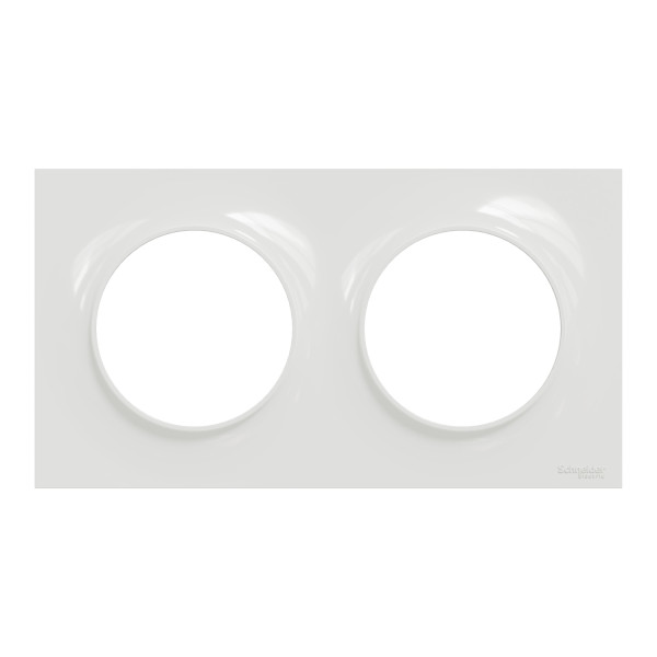 Plaque blanche Schneider Odace Styl 2 postes entraxe 71mm horizontal ou vertical
