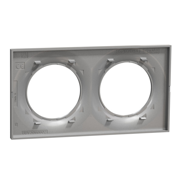 Plaque aluminium Schneider Odace Styl 2 postes entraxe 71mm horizontal ou vertical