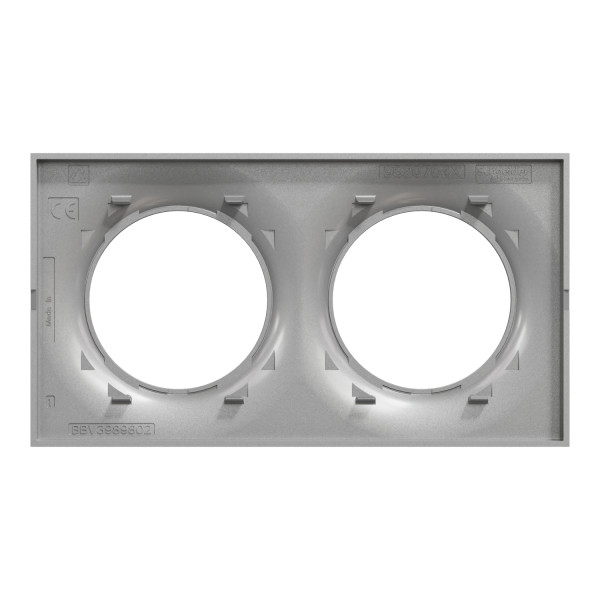 Plaque aluminium Schneider Odace Styl 2 postes entraxe 71mm horizontal ou vertical