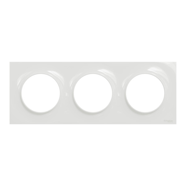 Plaque blanche Schneider Odace Styl 3 postes entraxe 71mm horizontal ou vertical