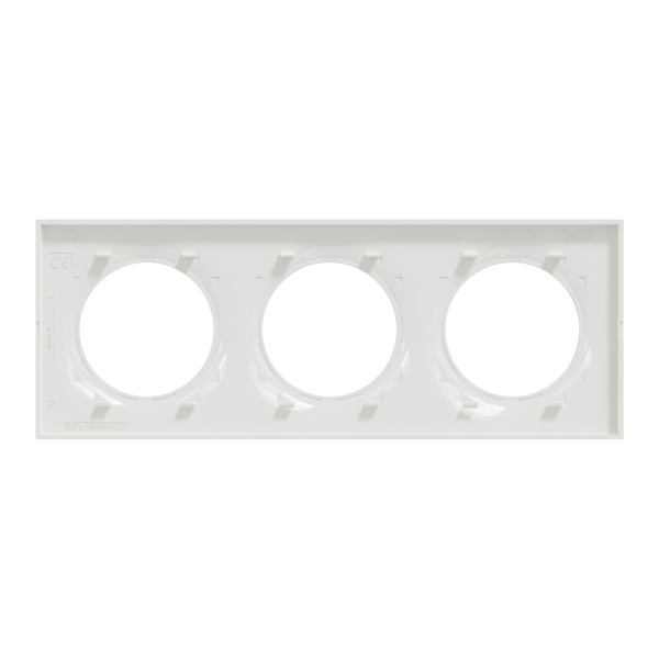 Plaque blanche Schneider Odace Styl 3 postes entraxe 71mm horizontal ou vertical
