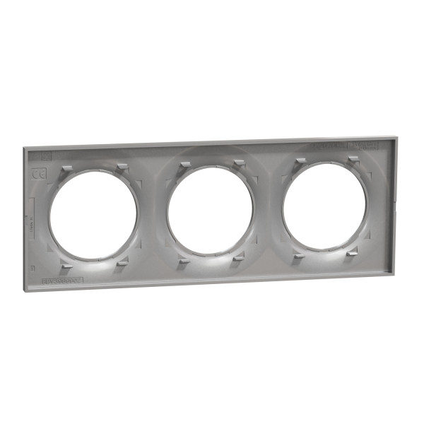 Plaque aluminium Schneider Odace Styl 3 postes entraxe 71mm horizontal ou vertical