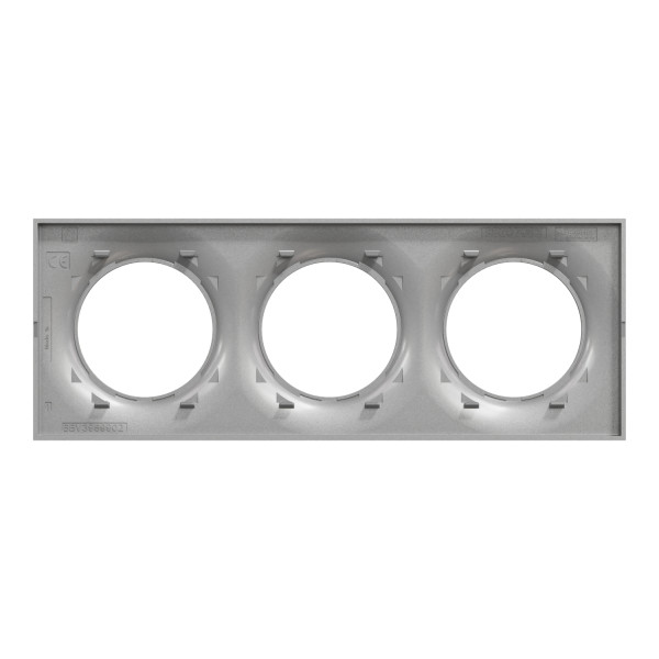 Plaque aluminium Schneider Odace Styl 3 postes entraxe 71mm horizontal ou vertical