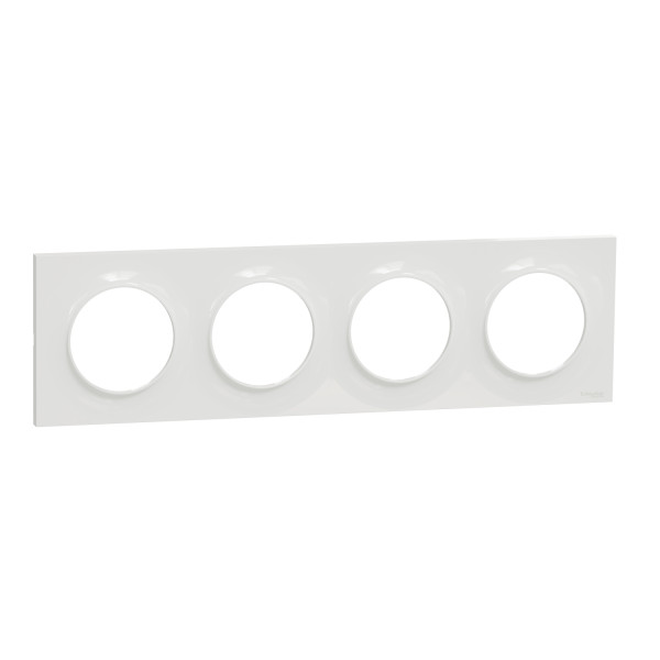Plaque blanche Schneider Odace Styl 4 postes entraxe 71mm horizontal ou vertical