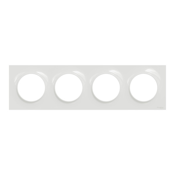 Plaque blanche Schneider Odace Styl 4 postes entraxe 71mm horizontal ou vertical