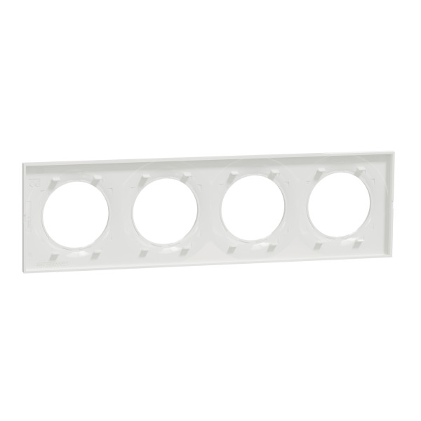 Plaque blanche Schneider Odace Styl 4 postes entraxe 71mm horizontal ou vertical
