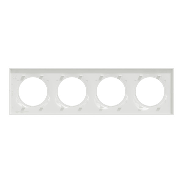 Plaque blanche Schneider Odace Styl 4 postes entraxe 71mm horizontal ou vertical