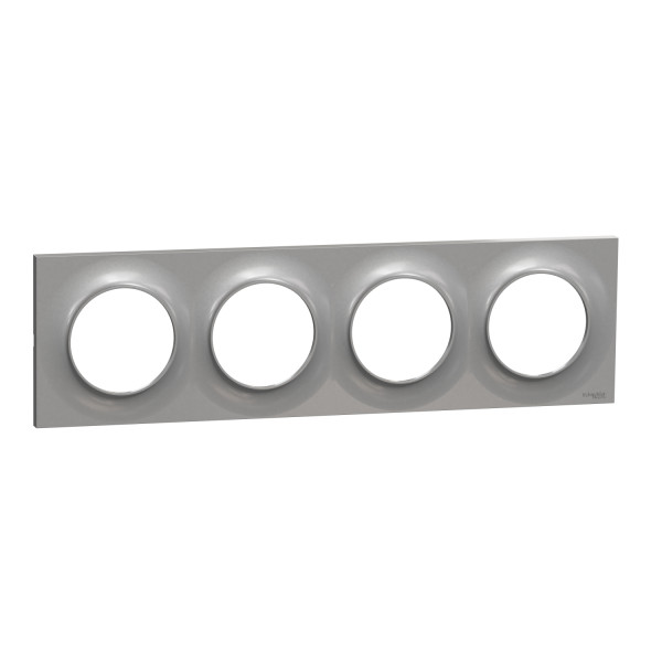 Plaque aluminium Schneider Odace Styl 4 postes entraxe 71mm horizontal ou vertical