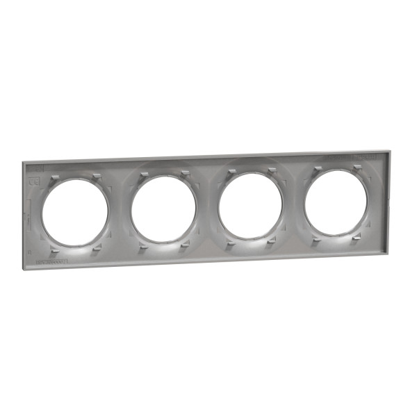 Plaque aluminium Schneider Odace Styl 4 postes entraxe 71mm horizontal ou vertical