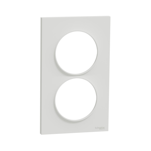 Plaque blanche Schneider Odace Styl 2 postes verticaux entraxe 57mm 