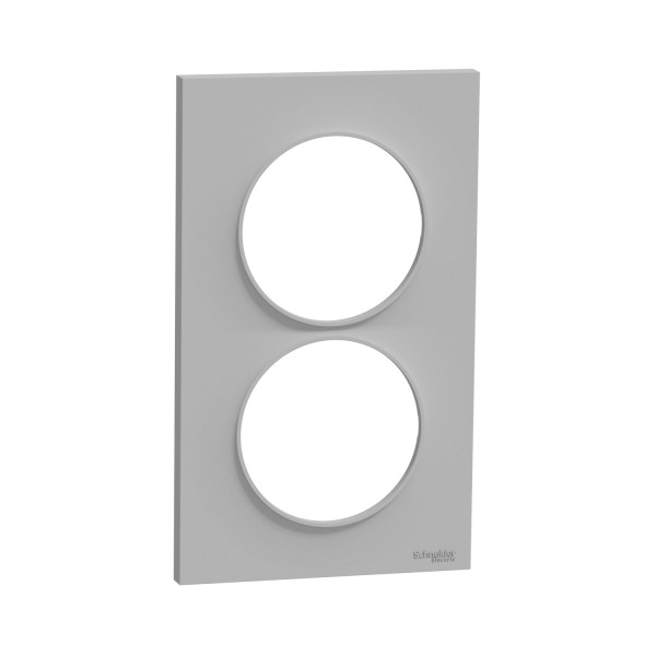 Plaque aluminium Schneider Odace Styl 2 postes verticaux entraxe 57mm 