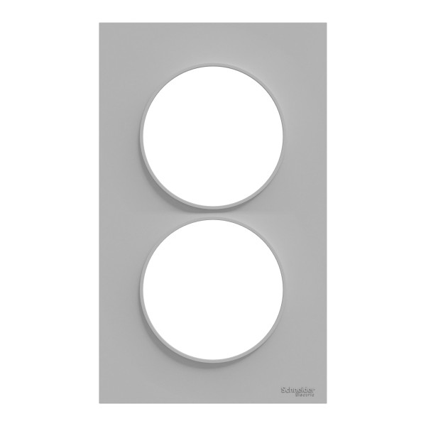 Plaque aluminium Schneider Odace Styl 2 postes verticaux entraxe 57mm 