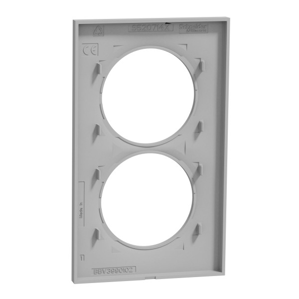 Plaque aluminium Schneider Odace Styl 2 postes verticaux entraxe 57mm 