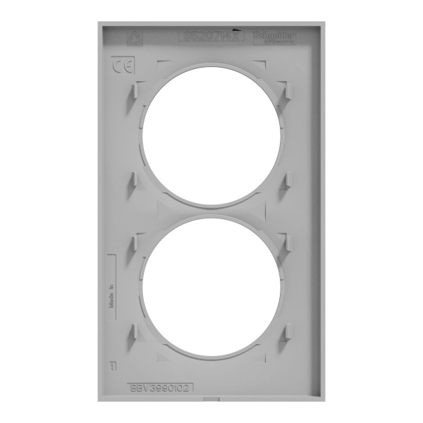 Plaque aluminium Schneider Odace Styl 2 postes verticaux entraxe 57mm 