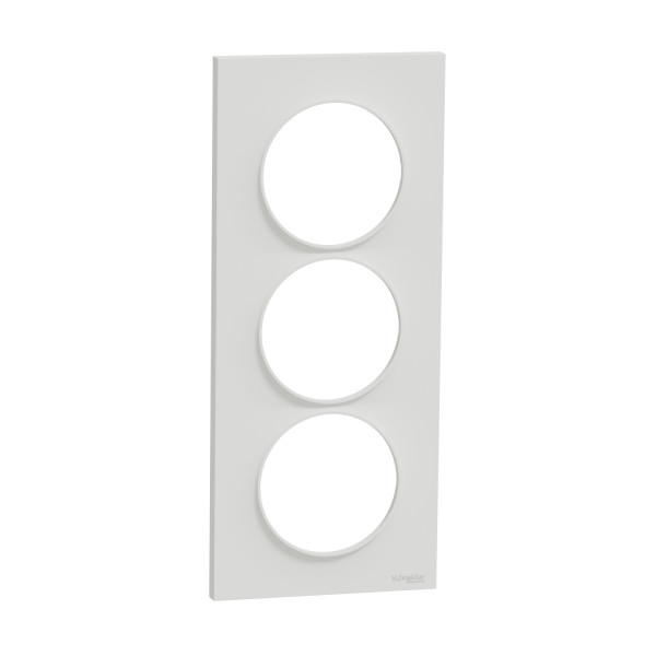 Plaque blanche Schneider Odace Styl 3 postes verticaux entraxe 57mm 