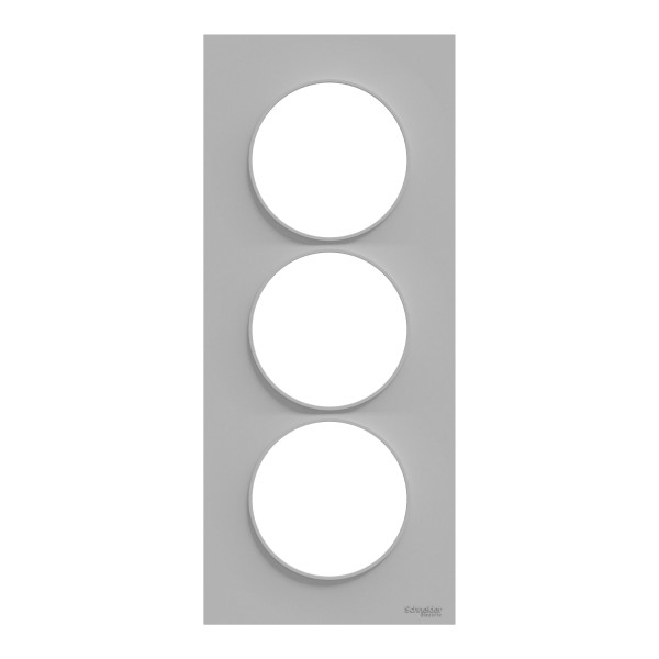 Plaque aluminium Schneider Odace Styl 3 postes verticaux entraxe 57mm 