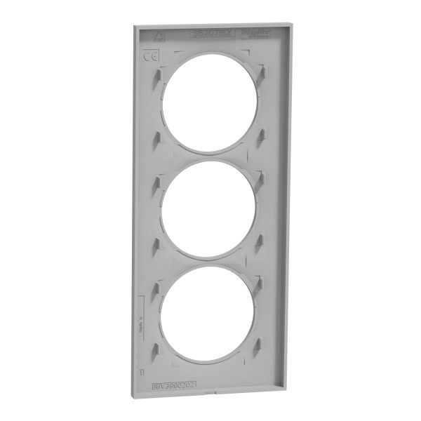 Plaque aluminium Schneider Odace Styl 3 postes verticaux entraxe 57mm 