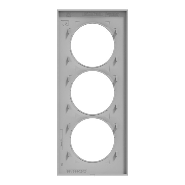 Plaque aluminium Schneider Odace Styl 3 postes verticaux entraxe 57mm 