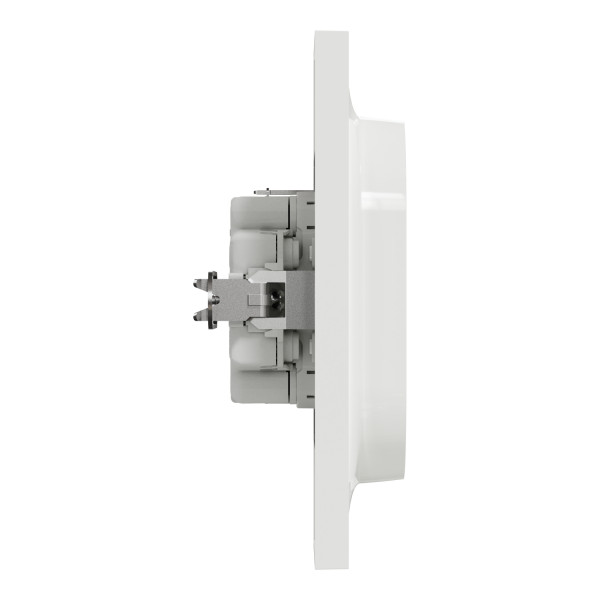 Prise de courant 2P+T double allemande blanc Schneider Odace spécial rénovation fixation à griffes