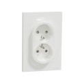 Prise de courant 2P+T double blanc Schneider Odace spécial rénovation fixation à griffes