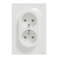 Prise de courant 2P+T double blanc Schneider Odace spécial rénovation fixation à griffes