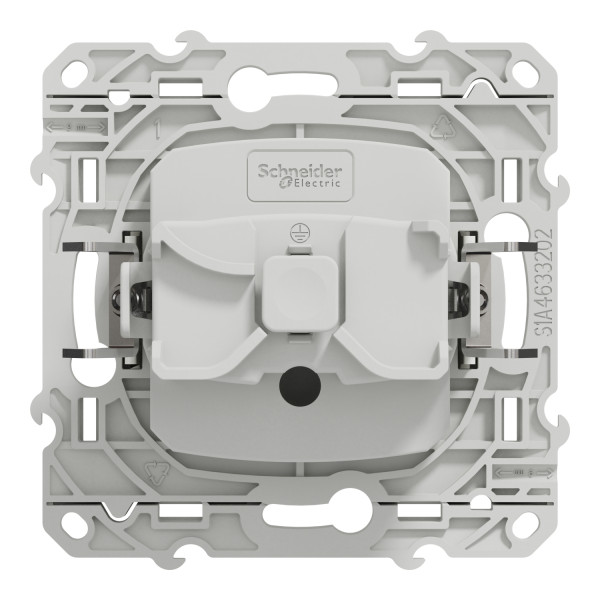 Prise de courant 2P+T blanc Schneider Odace 4 connexions rapides par pôle fixation à griffes