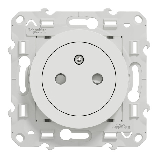 Prise de courant 2P+T affleurante blanc Schneider Odace connexion rapide Fixation à griffes