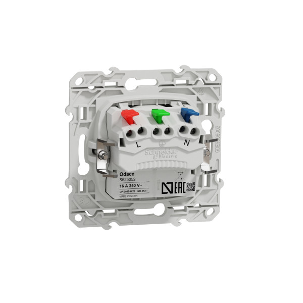Prise de courant 2P+T affleurante blanc Schneider Odace connexion rapide Fixation à griffes